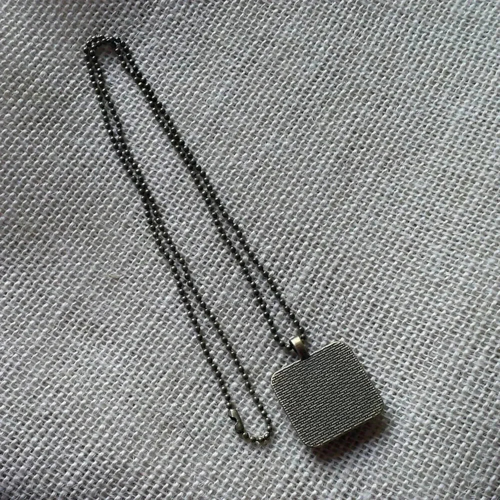 Victorian Butterflies Steampunk Square Antiqued Brass Glass 27" Long Necklace - Picture 3 of 3